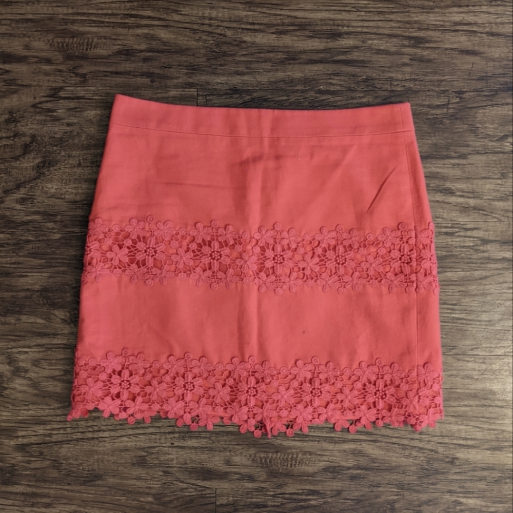 J. Crew Coral Skirt Lace Detail
